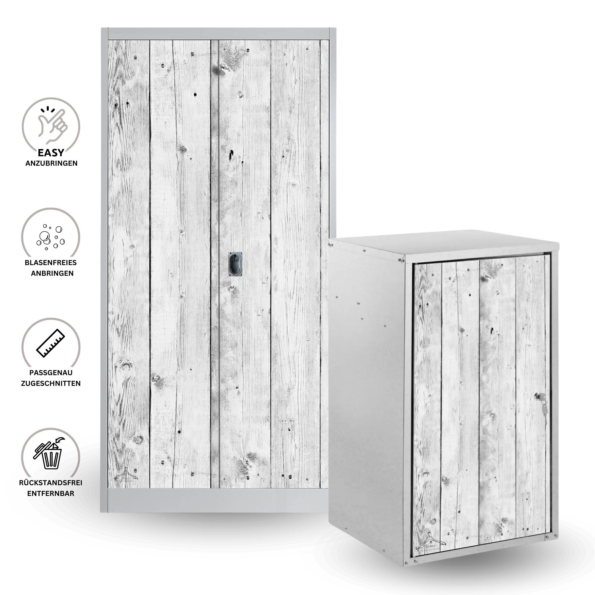 Sattelschrank Folie "weißes Holz"